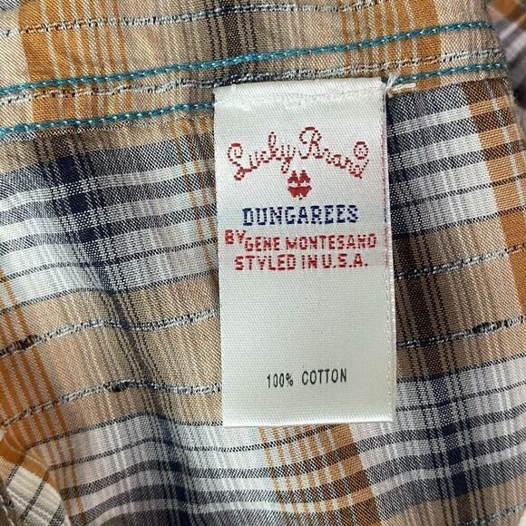 Lucky Brand Mens Large Western Diamond Pearl Snap Shirt Plaid Textured - Picture 9 of 9